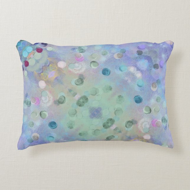 Purple, Green Abstract Circles Accent Pillow (Front)