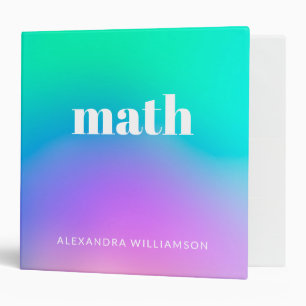Purple Green Abstract Gradient Name School Subject Binder