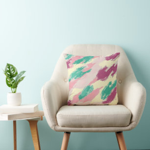 Purple Green Abstract Pattern Throw Pillow
