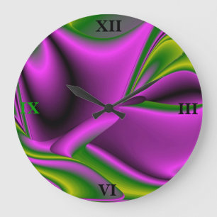 purple green abstract Rainbow-Art Large Clock