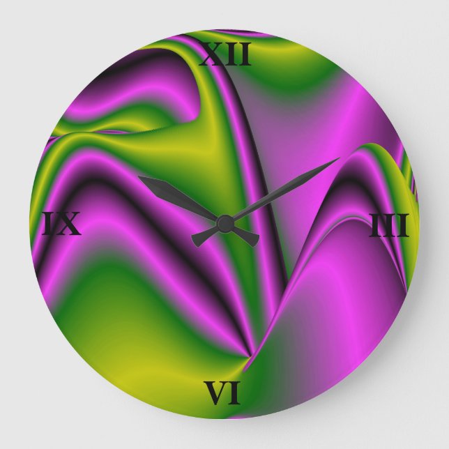 purple green abstract Rainbow-Art Large Clock (Front)