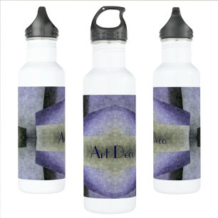 Purple Green and Black Art Deco Abstract 710 Ml Water Bottle