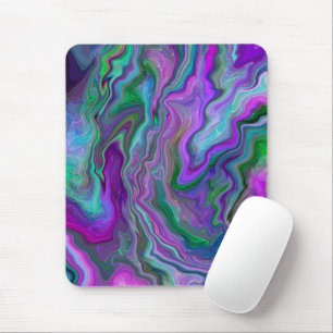 Purple, Green and Blue Fluid Art Abstract   Mouse Pad