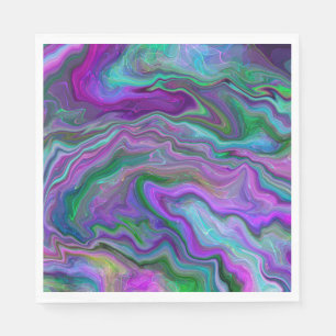 Purple, Green and Blue Fluid Art Marble Napkin
