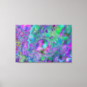 Purple, Green and Blue Marble Bokeh Fluid Art  Canvas Print