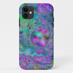 Purple, Green and Blue Marble Bokeh Fluid Art  iPhone 11 Case