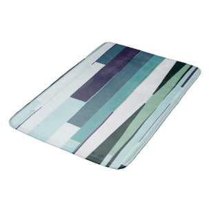 Purple, Green and Turquoise Abstract Stripes Bath Mat