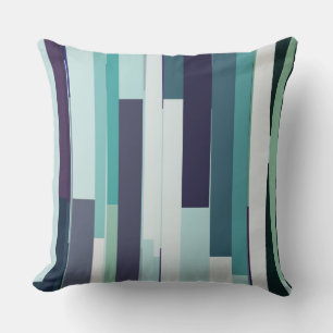 Purple, Green and Turquoise Abstract Stripes Throw Pillow