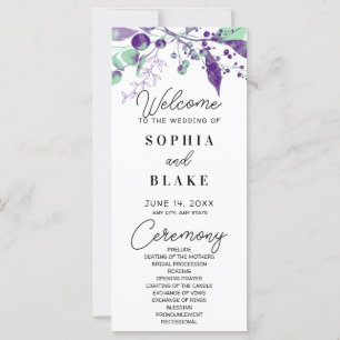 Purple & Green Berries & Greenery Wedding Program
