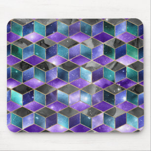 PURPLE GREEN BLUE GEOMETRIC PATTERNS MOUSE PAD