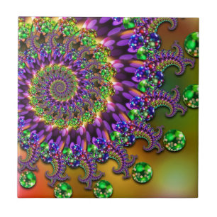 Purple & Green Bokeh Fractal Tile