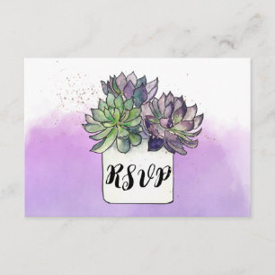 Purple Green Cactus Succulent RSVP Card