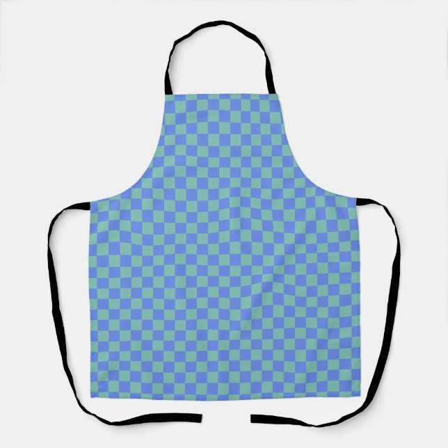 Purple Green Chequerboard Gingham Pattern Apron (Front)