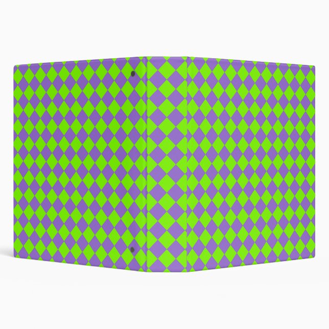 Purple Green Chequered Diamond Pattern Binder (Background)