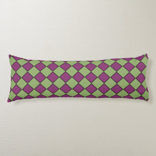 Purple Green Chequered Diamond Pattern Body Pillow