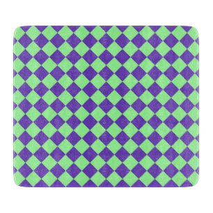 Purple Green Chequered Diamond Pattern Cutting Board