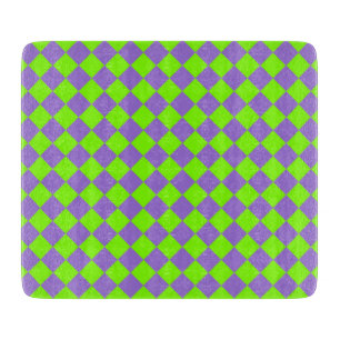 Purple Green Chequered Diamond Pattern Cutting Board