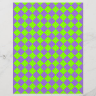 Purple Green Chequered Diamond Pattern Letterhead
