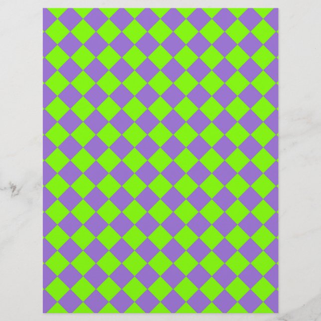 Purple Green Chequered Diamond Pattern Letterhead (Front)