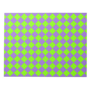 Purple Green Chequered Diamond Pattern Notepad