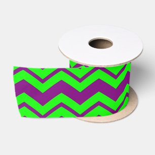 Purple Green Chevron Zigzag Design Satin Ribbon