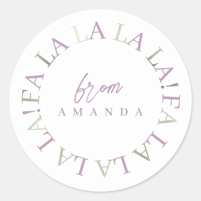 Purple Green Christmas Fa La La ID1009 Classic Round Sticker (Front)