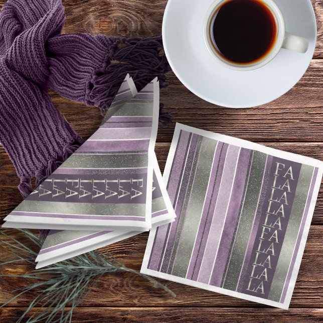 Purple Green  Christmas Fa La La Pattern#27 ID1009 Napkin (Creator Uploaded)