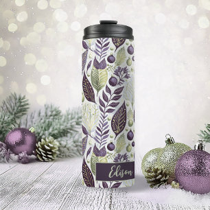 Purple Green Christmas Merry Pattern#21 ID1009 Thermal Tumbler