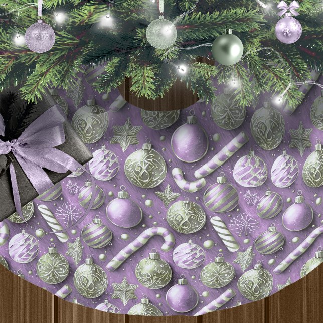 Purple Green Christmas Pattern#12 ID1009 Brushed Polyester Tree Skirt (Creator Uploaded)