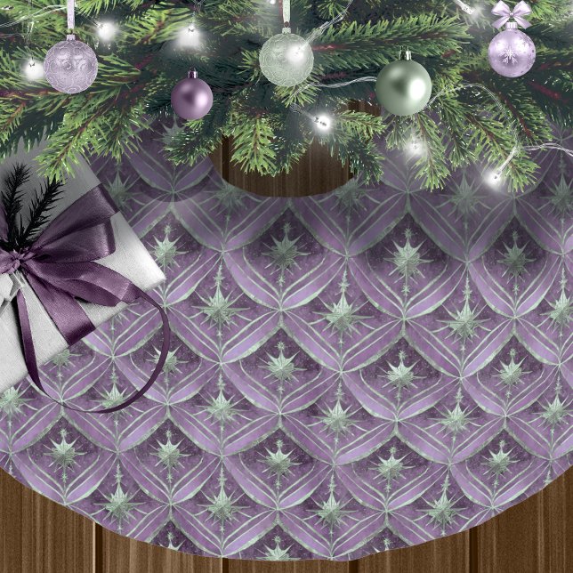 Purple Green Christmas Pattern#16 ID1009 Brushed Polyester Tree Skirt (Creator Uploaded)