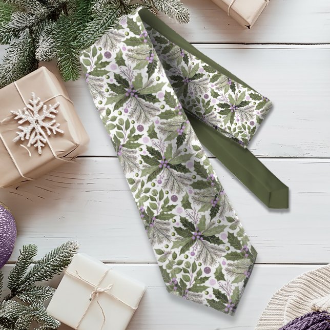 Purple Green Christmas Pattern#17 ID1009 Tie (Creator Uploaded)