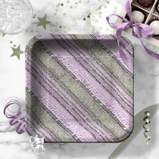 Purple Green Christmas Pattern#28 ID1009 Paper Plate