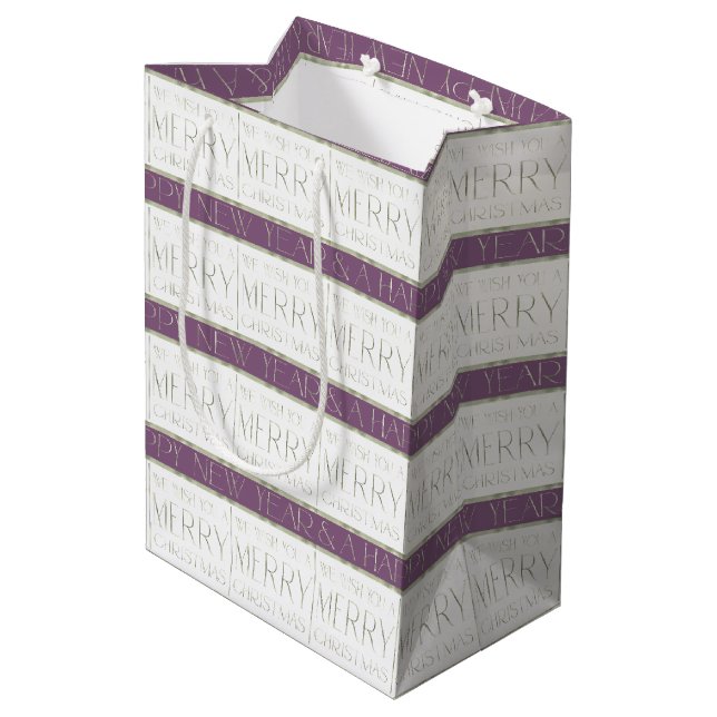 Purple Green Christmas Pattern#35 ID1009 Medium Gift Bag (Back Angled)