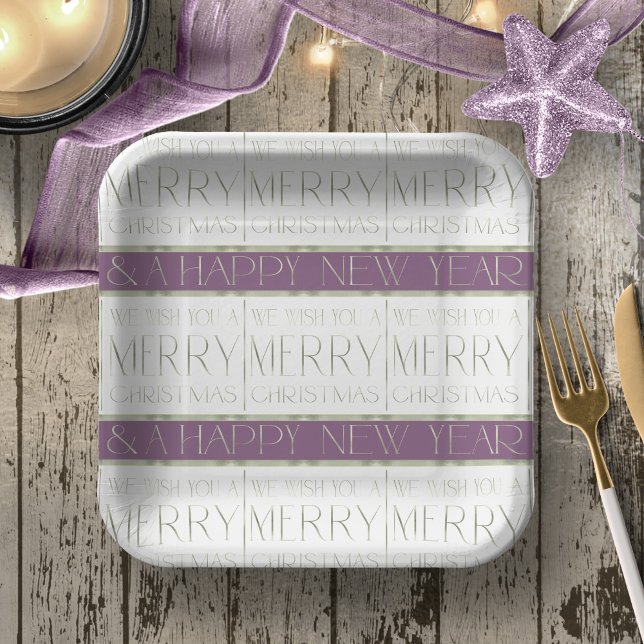 Purple Green Christmas Pattern#35 ID1009 Paper Plate (Creator Uploaded)