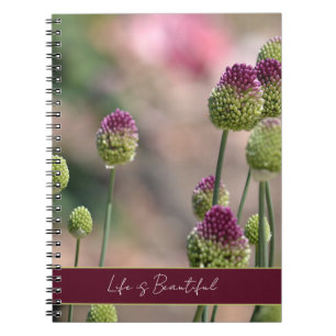Purple Green Clover Flowers Notebook