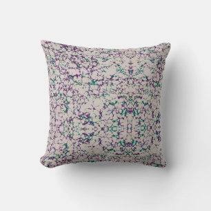 Purple & Green Crackled Paint Abstract Design Throw Pillow