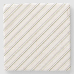 Purple Green Cream Stripes Stone Coaster