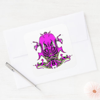 Purple green dark magic mask square sticker