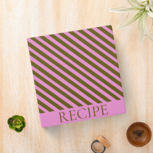 Purple & Green Diagonal Stripe Elegant Recipe Binder