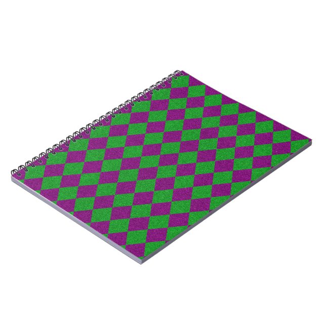 Purple & Green Diamond Glitter Notebook (Left Side)