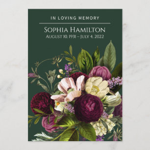 Purple Green Floral Funeral Memorial Program