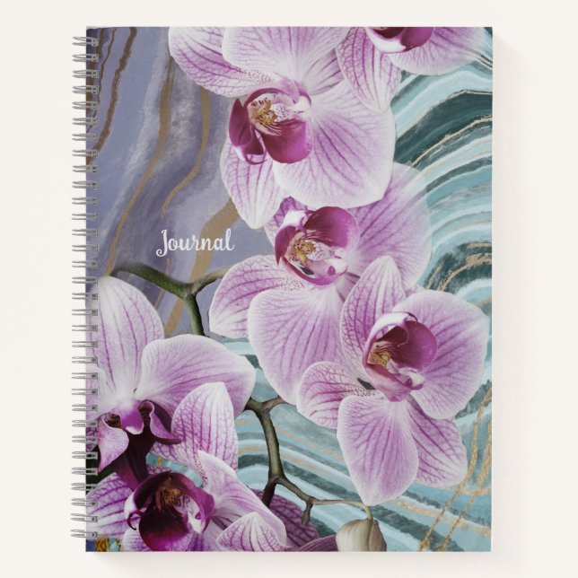 Purple Green Floral Geode Name Journal (Devant)