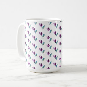 Purple Green Floral Watercolor Hand-painted Coffee Mug