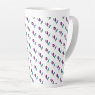 Purple Green Floral Watercolor Hand-painted Latte Mug