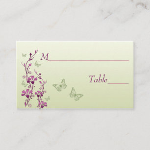 Purple, Green Floral with Butterflies Place Cards