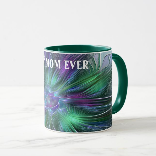 Purple Green Flower Abstract Art Fractal Best Mom Mug (Front Right)