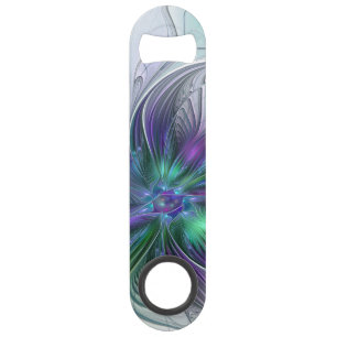 Purple Green Flower Modern Abstract Art Fractal Bar Key