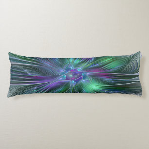 Purple Green Flower Modern Abstract Art Fractal Body Pillow