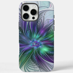 Purple Green Flower Modern Abstract Art Fractal iPhone 16 Pro Max Case