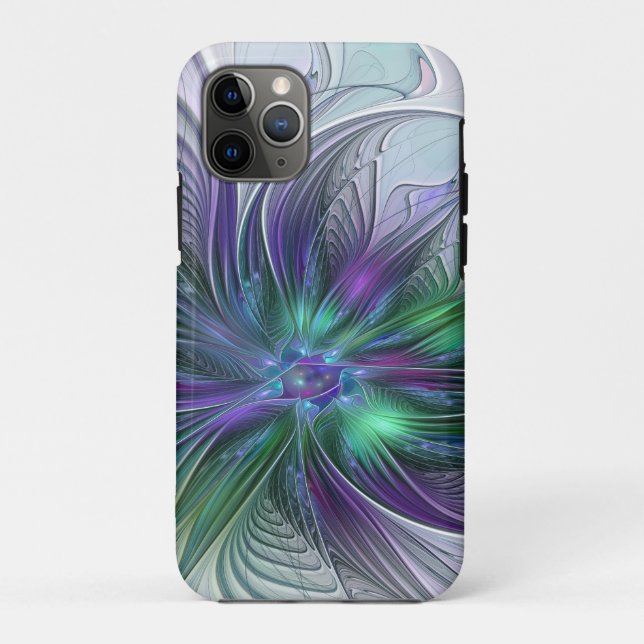 Purple Green Flower Modern Abstract Art Fractal Case-Mate iPhone Case (Back)